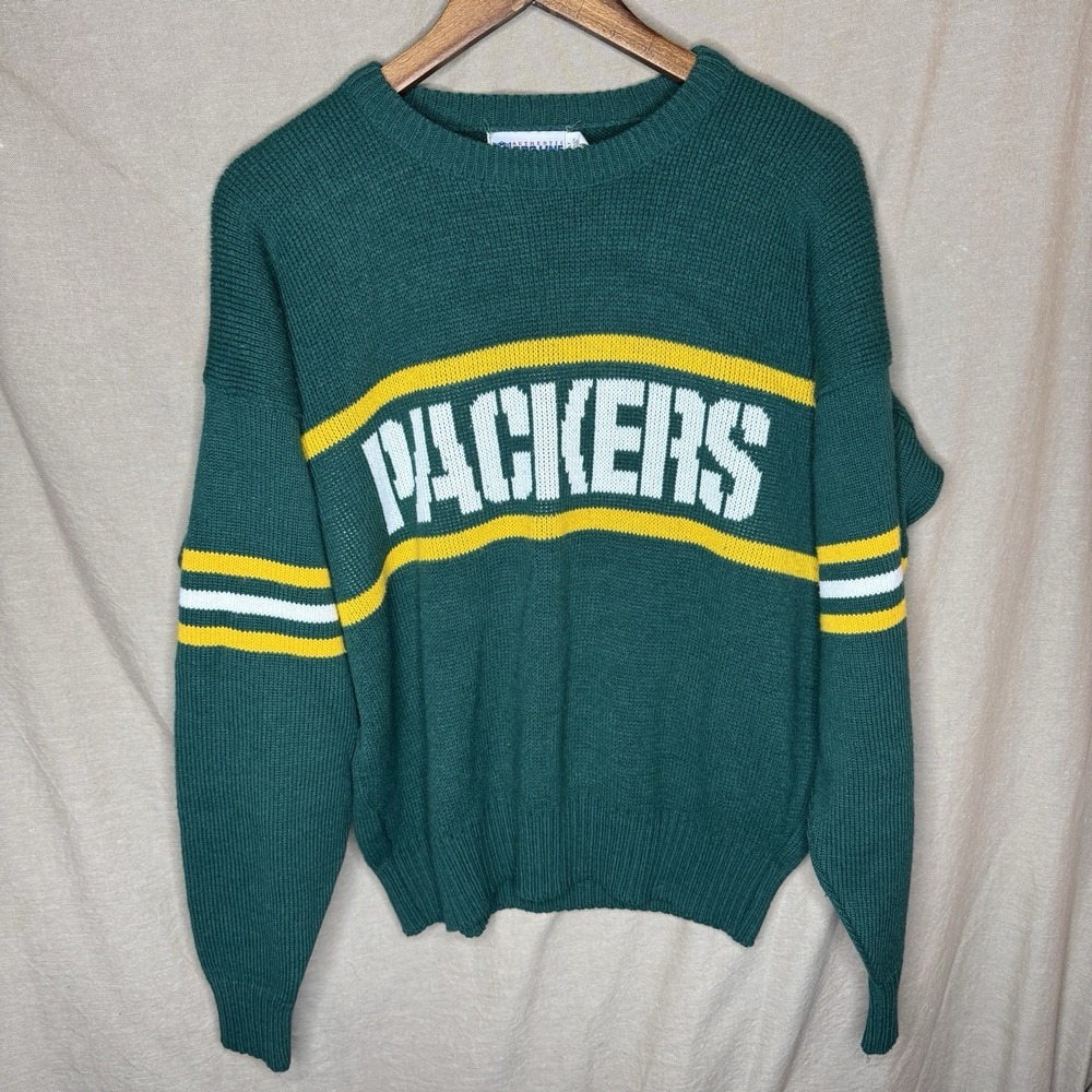 Vintage 80s 90s Cliff Engle NFL Green Bay Packers Football wool blend sweater L